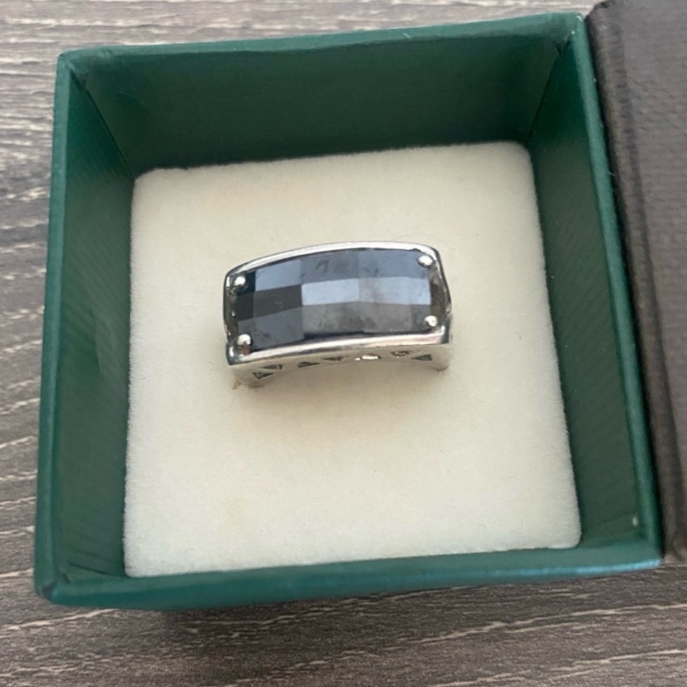Silver and Black Onyx Stone Ring